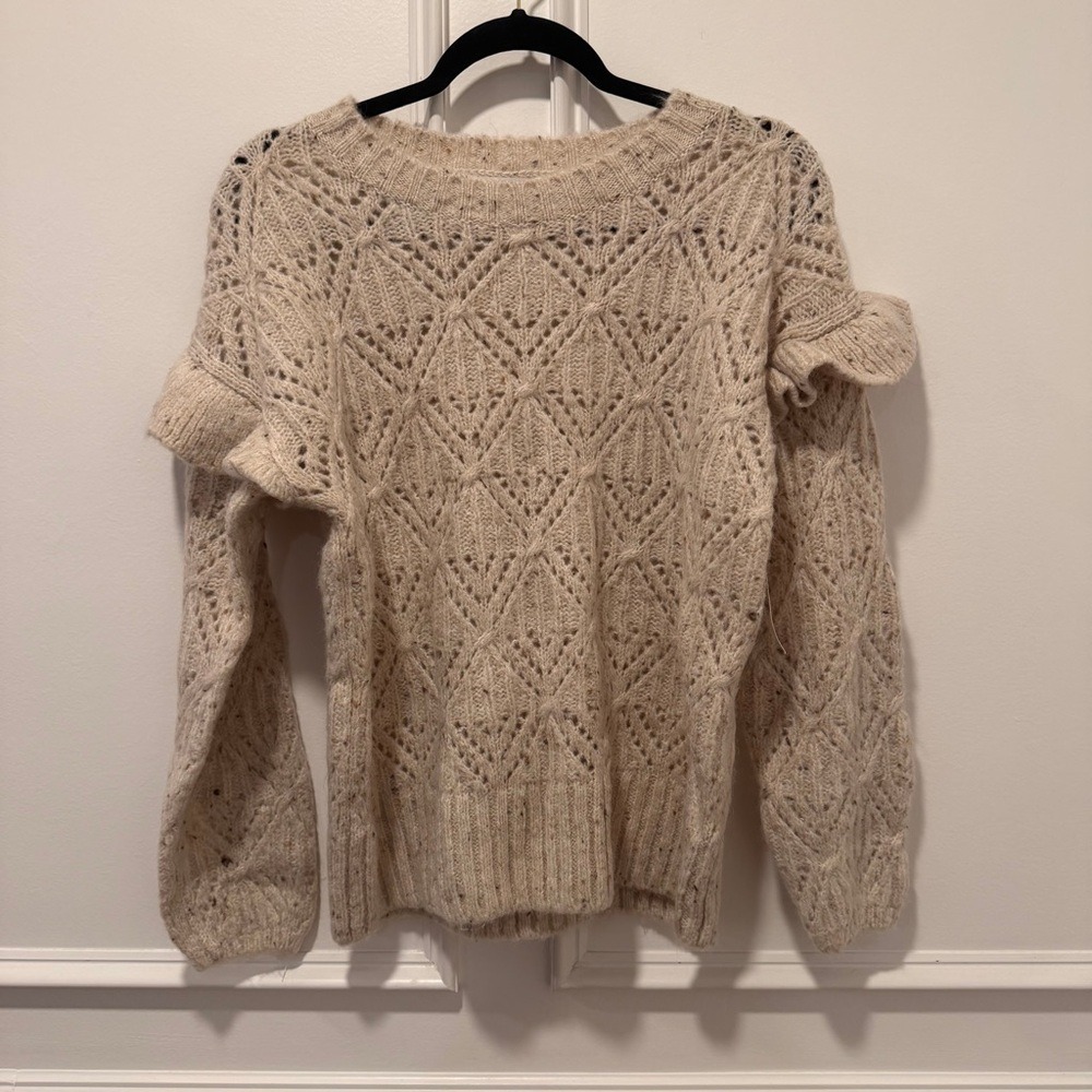 Old Navy Women's Size M Cream Open Knit Sweater Pointelle Long Sleeve